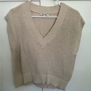 Madewell Cream V-Neck Sweater Vest